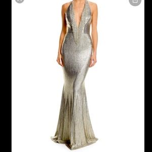 WEDDING & PROM SEASON: BADGLEY MISCHKA HALTER GOWN - Size 14 NWT